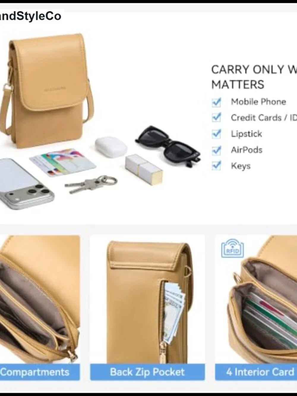 Small Crossbody Bag for Women RFID Phone Purse Vegan Leather Faux Suede